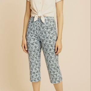 Emaline Stretch Pull Up Graphic Crop Pants Blue Black 16